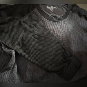 Northpoint Black Waffle-Knit Long-Sleeve Top